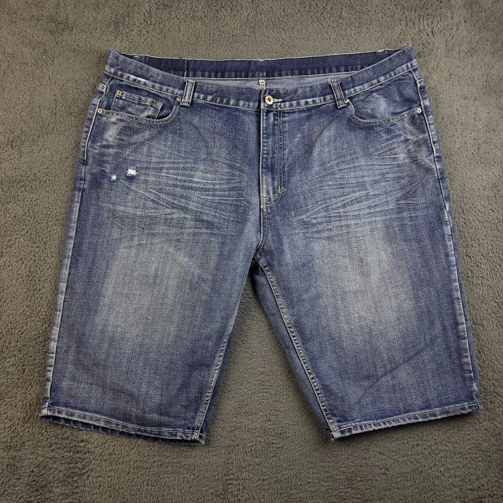 Flypaper Denim Shorts Men's 46 Blue Jean Jorts Whiskered Relaxed Faded Y2K